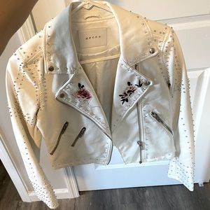 Blank NYC White Leather Spiked Studded Jacket